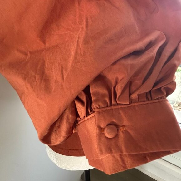 En Saison Orange / Rust Jersey Tee With Dramatic Sculpted Puff Sleeves – US S - Picture 5 of 7